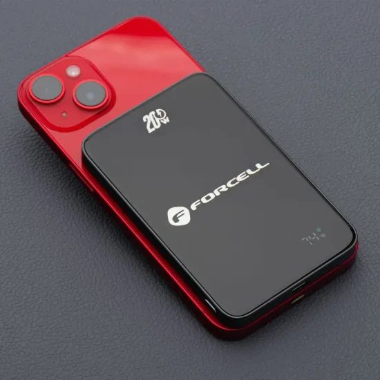 Tenká powerbanka Forcell F-Energy Super Slim F5k8 s MagSafe PD3.0 QC4.0 15W 5000mAh - černá