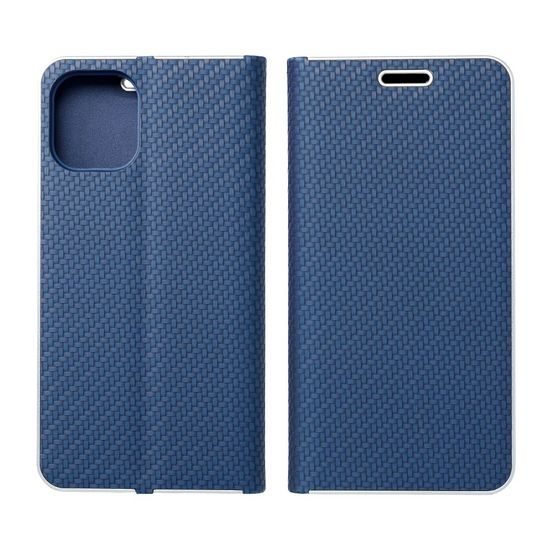 Pouzdro / obal na Apple iPhone 14 Pro modrý - knížkový Forcell LUNA Carbon