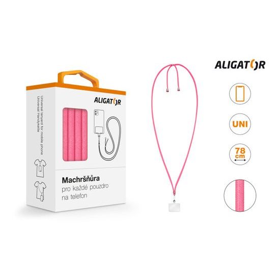 Šnůrka na pověšení telefonu neonově růžová - Aligátor