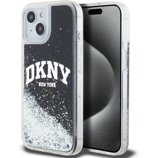 Obal / kryt na Apple iPhone 11 černý - DKNY HC Liquid Glitters W/Arch Logo