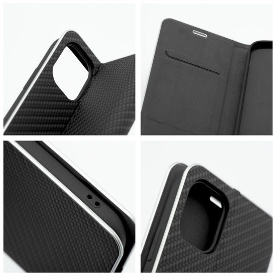 Puzdro / obal pre Apple iPhone 13 Pro čierne - kniha Forcell Luna Book Carbon