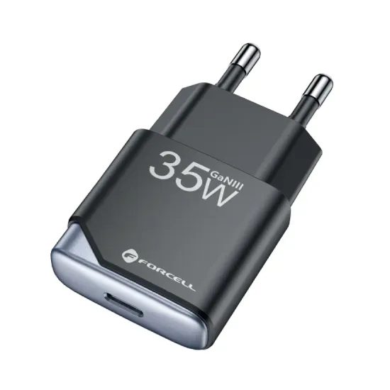 Ultra tenký síťový adaptér GaN III 1 x Type C PD QC4.0 3A 35W černá - FORCELL F-ENERGY