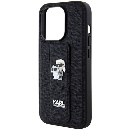 Obal / kryt na Apple iPhone 14 Pro černý - KARL LAGERFELD Gripstand Saffiano KC PIN