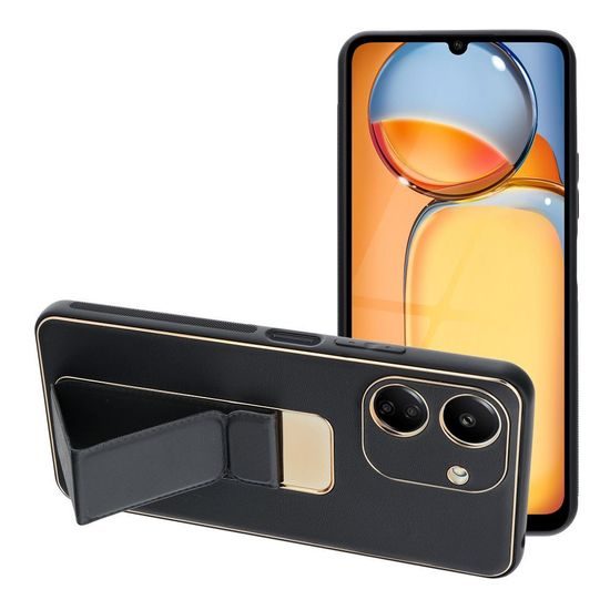 Obal / kryt na Xiaomi Redmi 13C / POCO C65 černý - LEATHER Kickstand