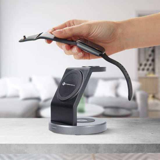 Stojánek s bezdrátovým nabíjením 3v1 15W černy - FORCELL MagSafe