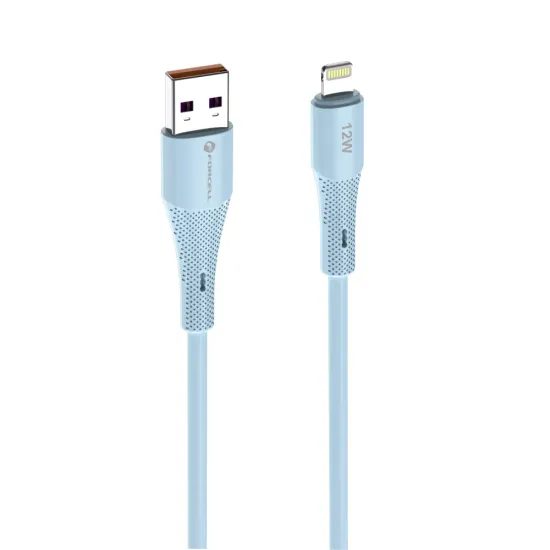 Datový kabel Lightning / USB A 1m 2,4A 12W modrý silikon - Forcell