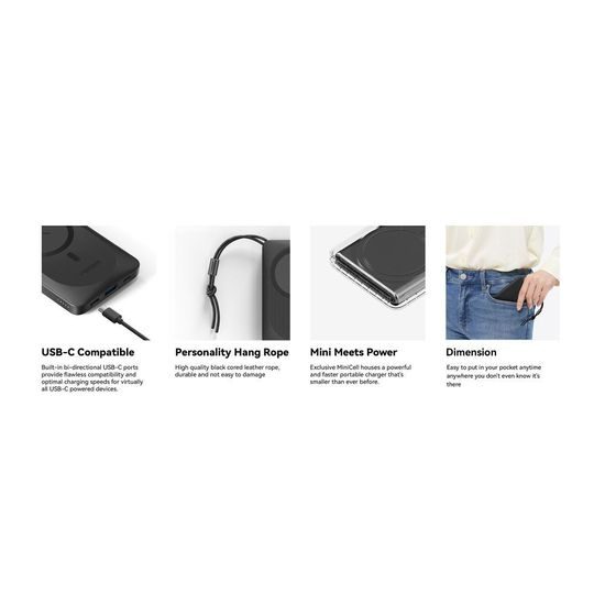 Powerbanka s možností bezdrátového nabíjení MagSafe 10000 mAh PD QC3.0 2A 20W bílá - VEGER