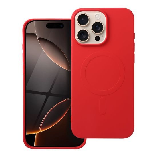 Obal / kryt na Apple iPhone 16 Pro Max červený - SILICONE MAG COVER