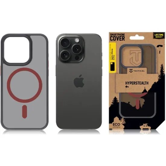 Obal / kryt na Apple iPhone 15 Pro Max černo-červený - Tactical MagForce Hyperstealth 2.0