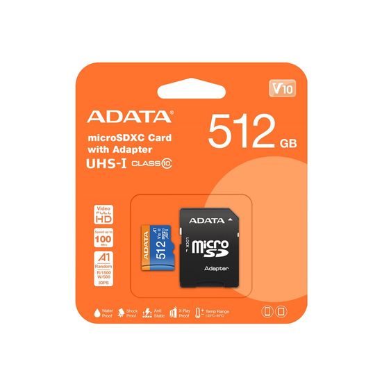 Adata 512GB micro SDXC UHS-I U1 / Class 10 + Adaptér