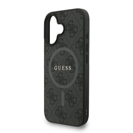 Obal / kryt na Apple iPhone 16 černý - Guess 4G Strap MagSafe