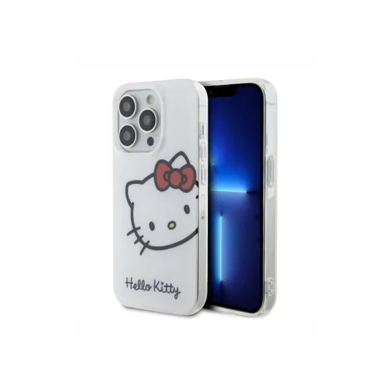 Obal / kryt na Apple iPhone 13 Pro bílý - Hello Kitty IML Head Logo