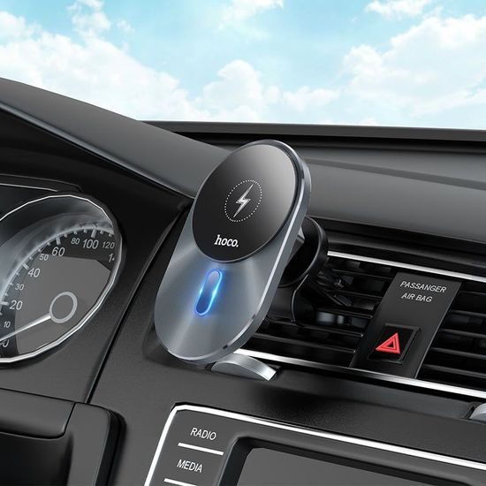 Držák do ventilace s MagSafe bezdrátovým nabíjením šedý - HOCO