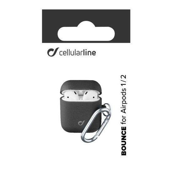 Ochranný kryt s karabinou Cellularline Bounce pro Apple AirPods 1 & 2 - černý