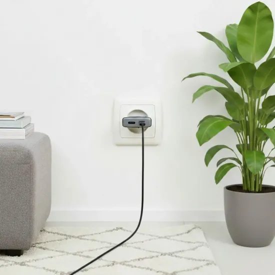 Ultra tenký síťový adaptér GaN III 2 x Type C PD QC4.0 3A 45W černý - FORCELL F-ENERGY