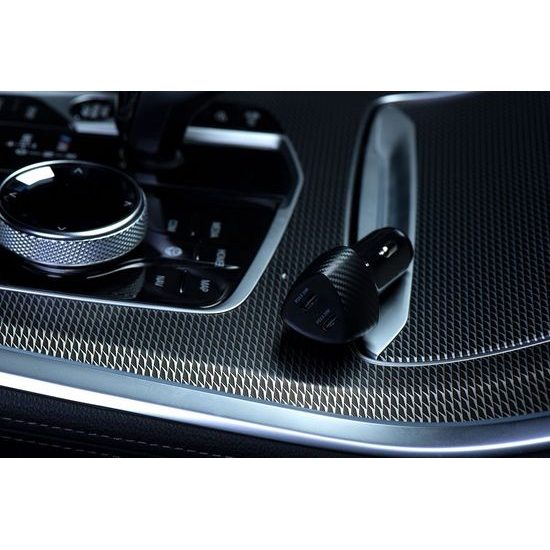 Nabíjačka do auta typ C 3.0 PD20W + typ C 3.0 PD20W čierna (spolu 40W) - FORCELL CARBON