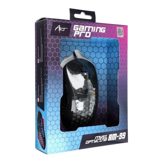 Drátová počítačová myš ART USB A 6400 dpi podsvícená AM-99 - černá