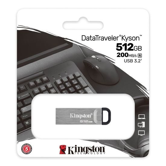 Kingston DataTraveler Kyson / 512GB / USB 3.2 / USB-A - stříbrná