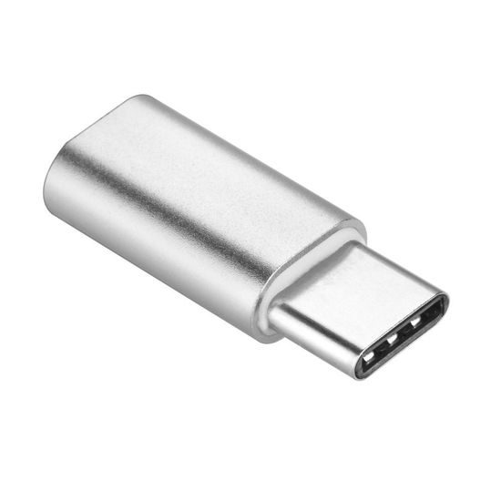 Adaptér Micro USB / MicroUSB TYP C strieborný
