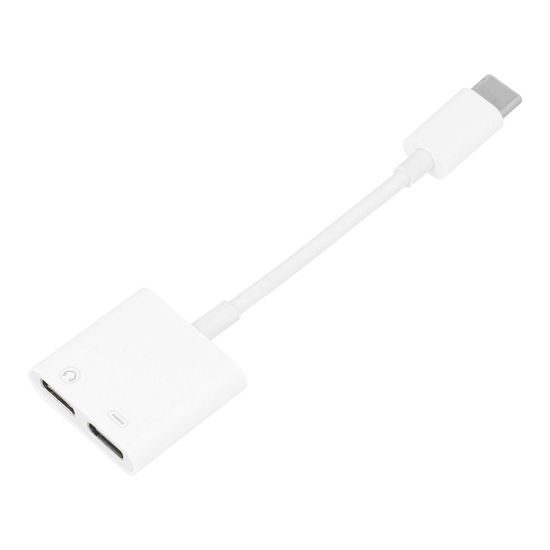 Adaptér / redukce USB-C na 2x USB-C (nabíjení + audio) bílá