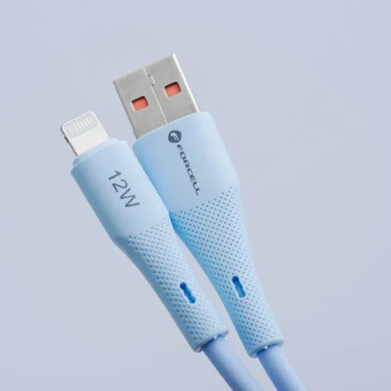 Datový kabel Lightning / USB A 1m 2,4A 12W modrý silikon - Forcell