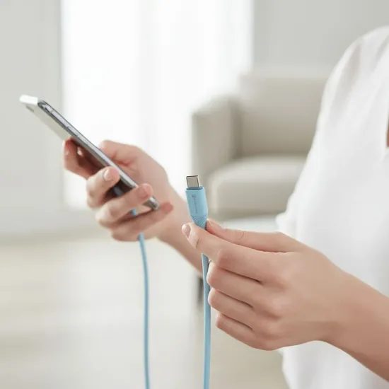 Silikonový kabel USB C to USB C 5A 100W 1m modrý - Forcell