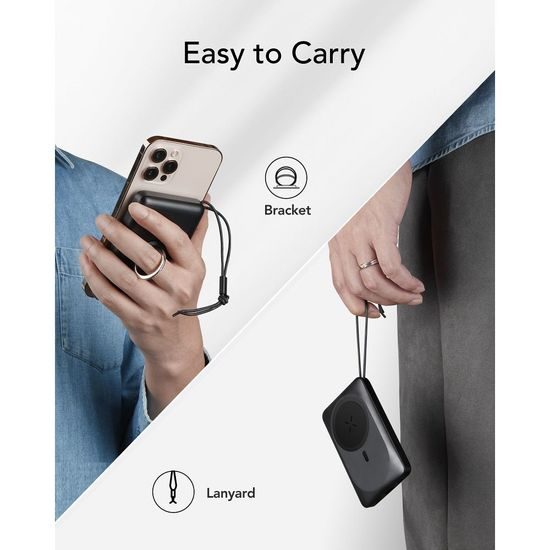 Powerbanka s možností bezdrátového nabíjení MagSafe 10000 mAh PD QC3.0 2A 20W bílá - VEGER