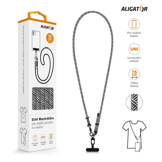 Echt Machršnůra pro mobilní telefony, černá / bílá - Aligator