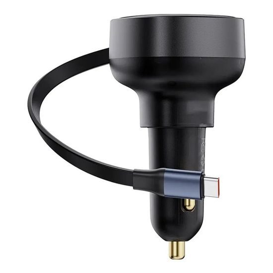Autonabíječka USB-C QC4.0 + 70cm navíjecí kabel USB-C PPS PD3.0 60W černá - Baseus Enjoyment PRO