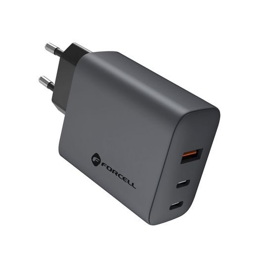 Cestovní nabíječka Forcell F-Energy s 2x USB C a USB A zásuvkami - 4A 65W s funkcí PD a Quick Charge 4.0