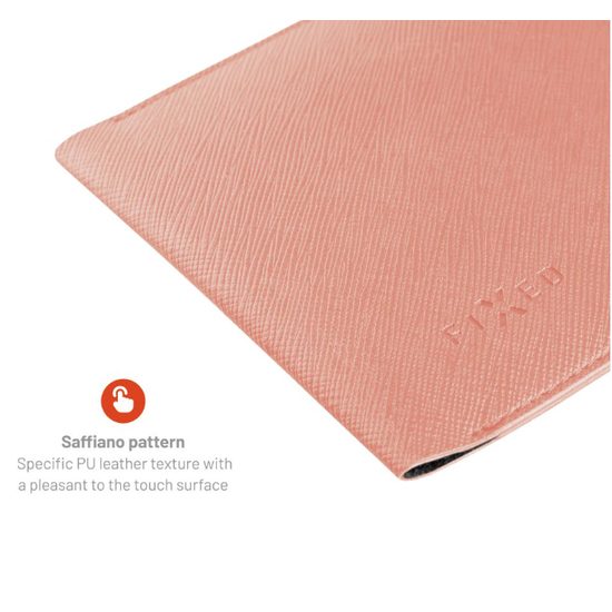 Taštička přes rameno s kapsou FIXED Verona s černou šňůrkou pro mobilní telefony do 7", broskvová