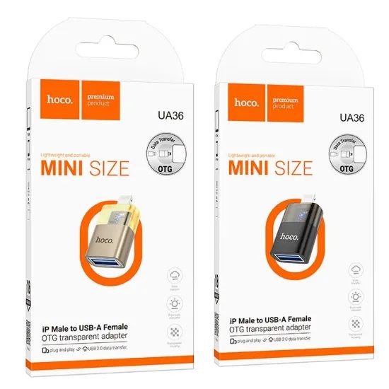 Adaptér Lightning (samec) → USB-A (samice) UA36, černý průhledný - HOCO OTG