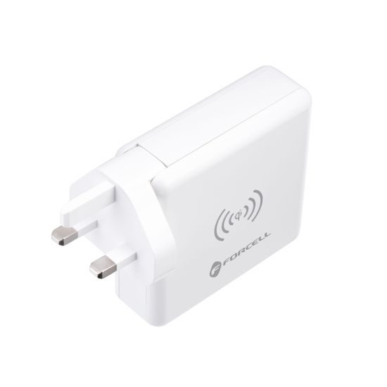 Multifunkční nabíječka 15W 4v1 se zásuvkou USB / USB-C, powerbankou 8000mAh a bezdrátovým nabíjením