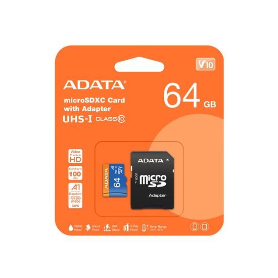 Micro SD karta 64GB s adaptérem class 10 - ADATA