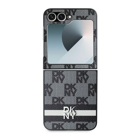 Obal / kryt na Samsung Galaxy Z-Flip6 černý - DKNY Checkered Pattern and Stripe