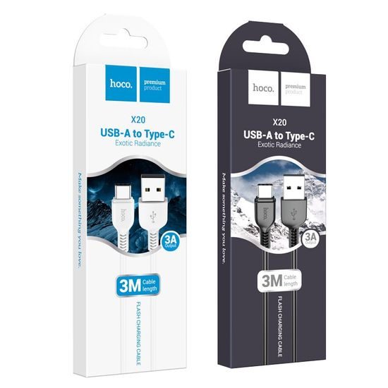 Datový / nabíjecí kabel USB-C X20 3m bílý - HOCO