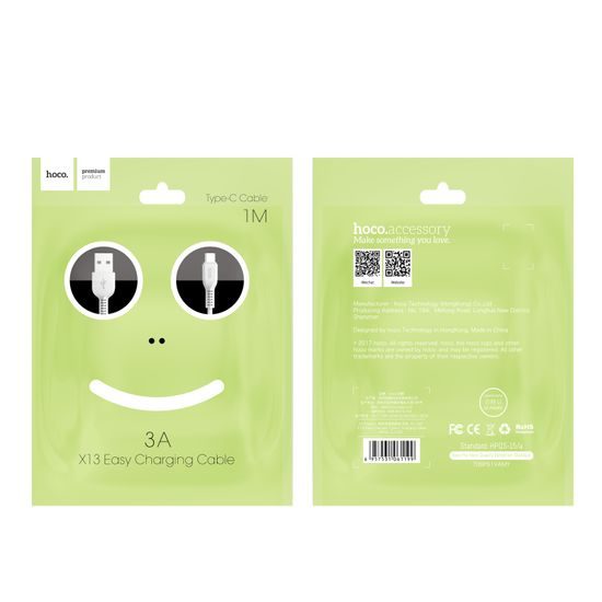 Dátový kábel USB / USB-C 2A 1 m čierny - HOCO X13