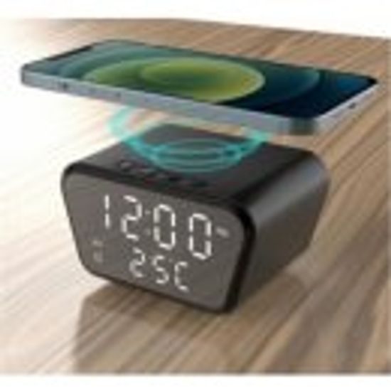 Crono budík s bezdrátovým nabíjením 10W - černý