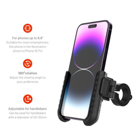 Univerzální držák mobilního telefonu na kolo - černý - FIXED
