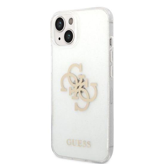 Obal / kryt na Apple iPhone 14 Plus Transparentní - Guess TPU Big 4G Full Glitter