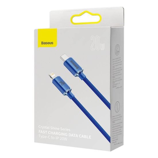 Nabíjecí / datový kabel USB-C - Lightning 20W 1,2m modrý - Baseus CAJY000203 Crystal Shine Series