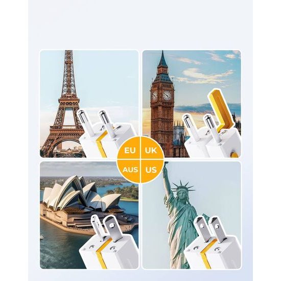 Cestovní univerzální adaptér 35W GaN USB-C + USB-A bílý - VOLTME Vito Go EzTravel