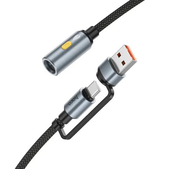 Zapalovač s kabelem USB A / Typ C černý 0,3 cm - HOCO