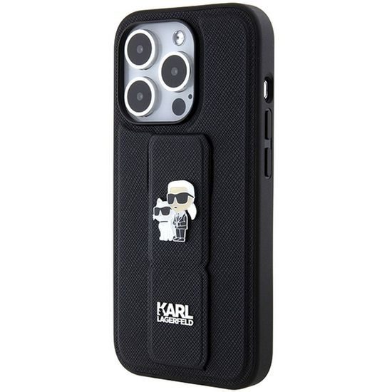 Obal / kryt na Apple iPhone 14 Pro černý - KARL LAGERFELD Gripstand Saffiano KC PIN