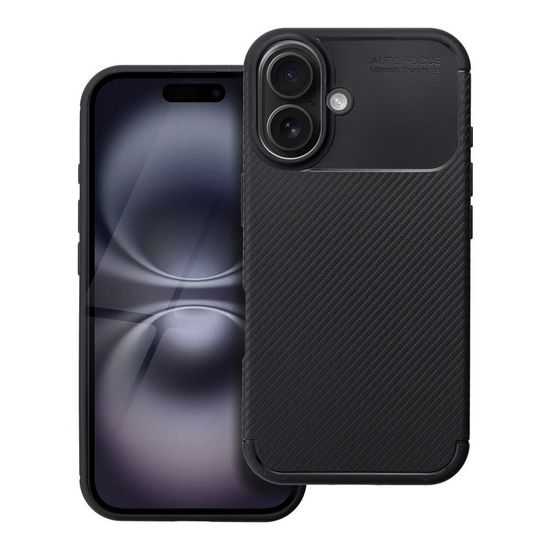 Obal / kryt na Apple iPhone 16 čierne - CARBON PREMIUM