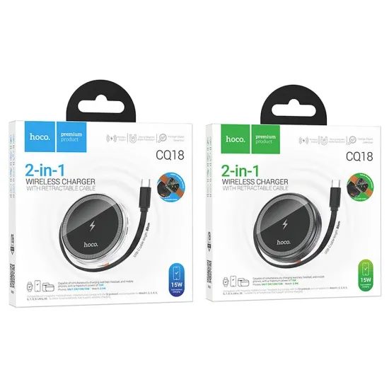 Bezdrátová nabíječka s navíjecím kabelem Type C compatibilní s MagSafe a APPLE Watch 15W CQ18 - HOCO