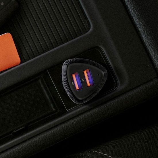 Nabíjačka do auta USB QC 3.0 18W + USB QC 3.0 18W čierna (spolu 36W) - FORCELL CARBON