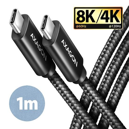 Datový/nabijecí kabel USB-C - USB-C, 1m, USB4 Gen 3×2, PD 100W 5A, 8K HD, ALU, oplet