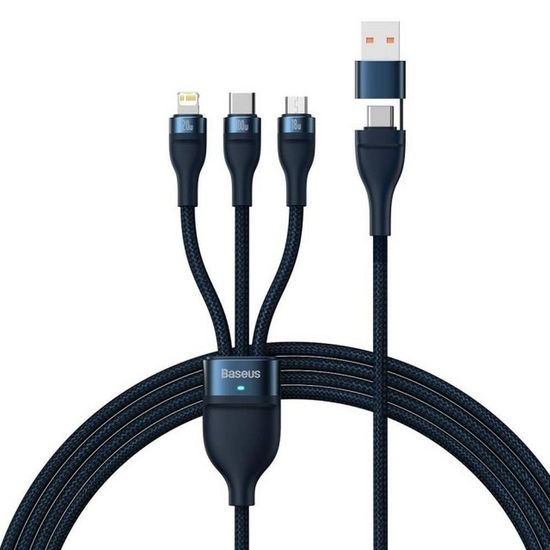 Datový / nabíjecí kabel Flash Series II USB Typ C / USB Typ A - USB Typ C / Lightning / Micro USB 100 W 1,2 m modrý - Baseus