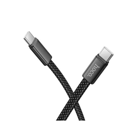 Kabel plochý opletený USB C / USB C 3A 60W 1 m X125 černý - Hoco